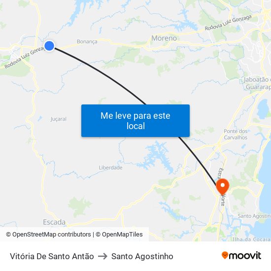 Vitória De Santo Antão to Santo Agostinho map