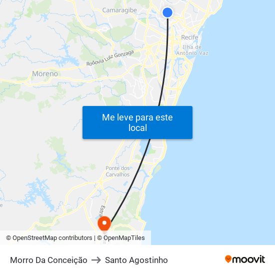Morro Da Conceição to Santo Agostinho map