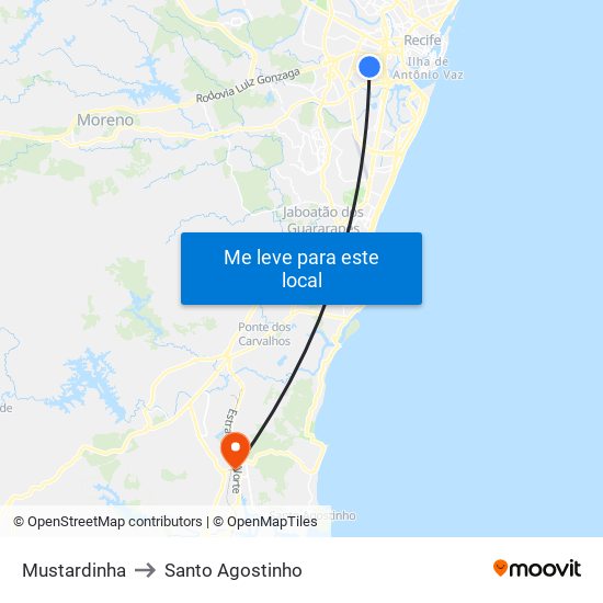 Mustardinha to Santo Agostinho map