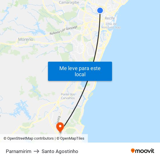 Parnamirim to Santo Agostinho map