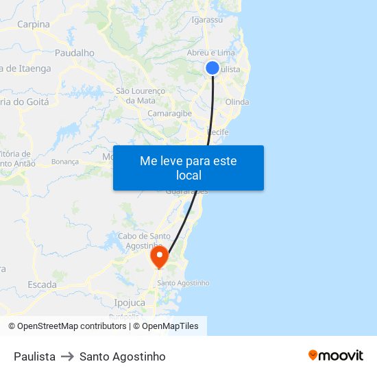 Paulista to Santo Agostinho map
