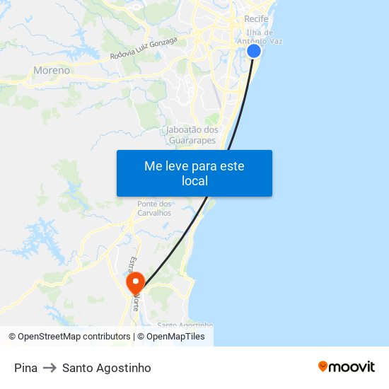 Pina to Santo Agostinho map