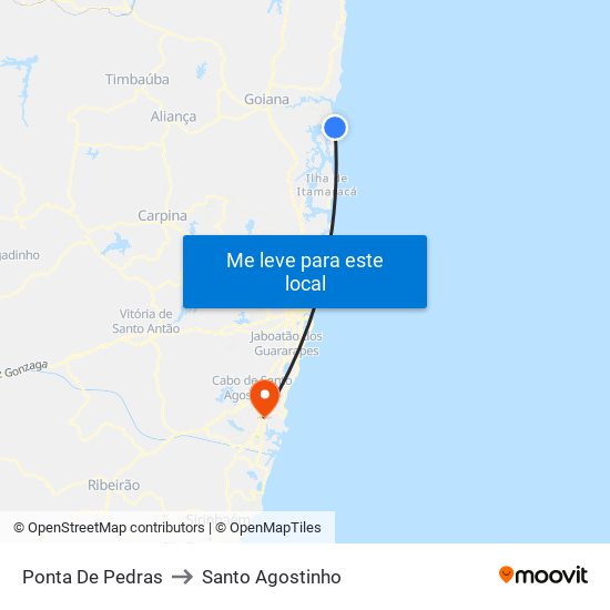 Ponta De Pedras to Santo Agostinho map