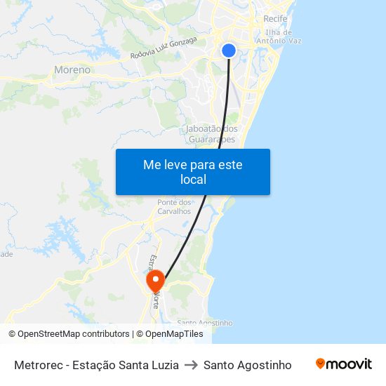 Metrorec - Estação Santa Luzia to Santo Agostinho map