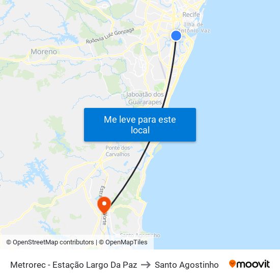 Metrorec - Estação Largo Da Paz to Santo Agostinho map