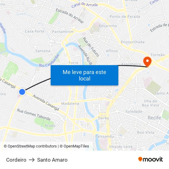 Cordeiro to Santo Amaro map
