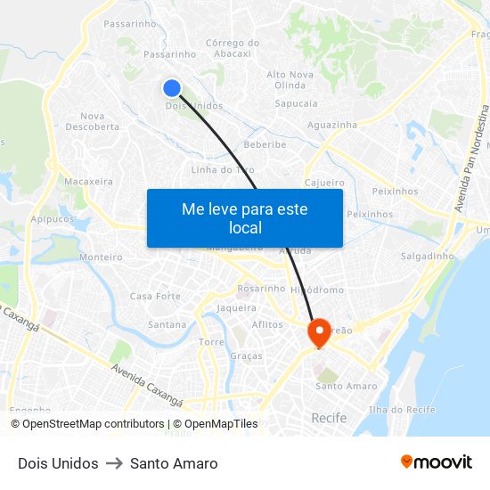 Dois Unidos to Santo Amaro map