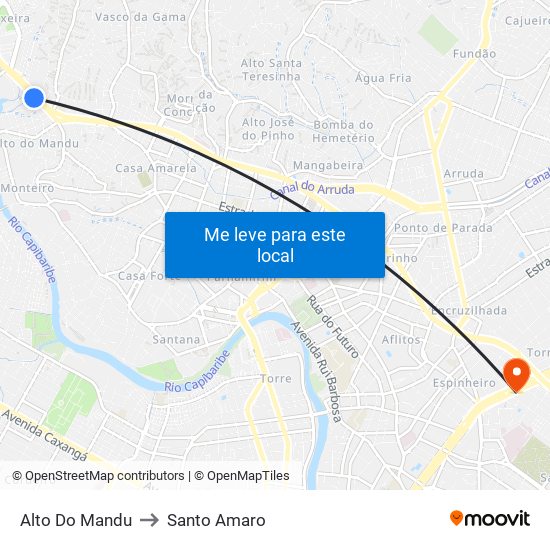 Alto Do Mandu to Santo Amaro map