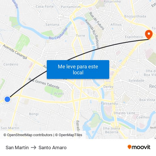 San Martin to Santo Amaro map