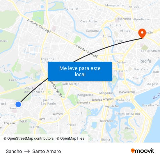Sancho to Santo Amaro map