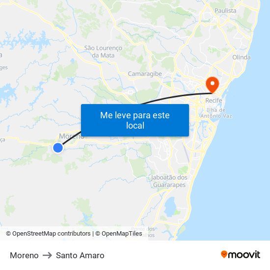 Moreno to Santo Amaro map