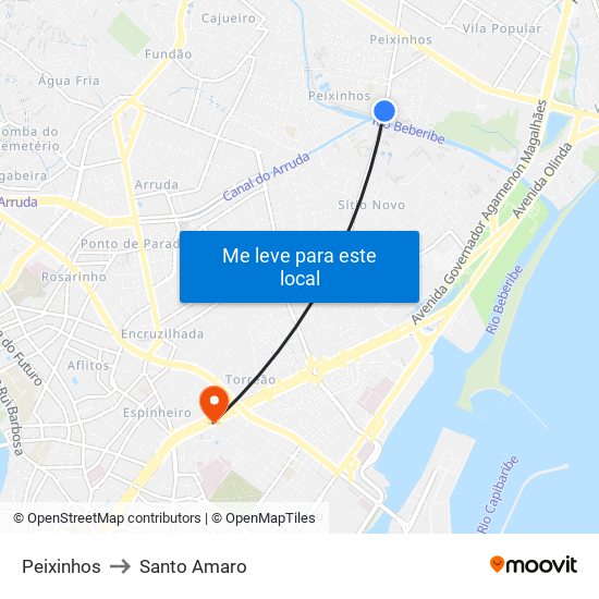 Peixinhos to Santo Amaro map