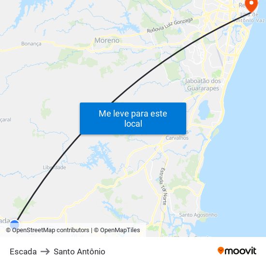 Escada to Santo Antônio map
