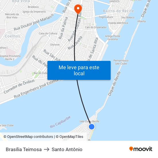 Brasília Teimosa to Santo Antônio map