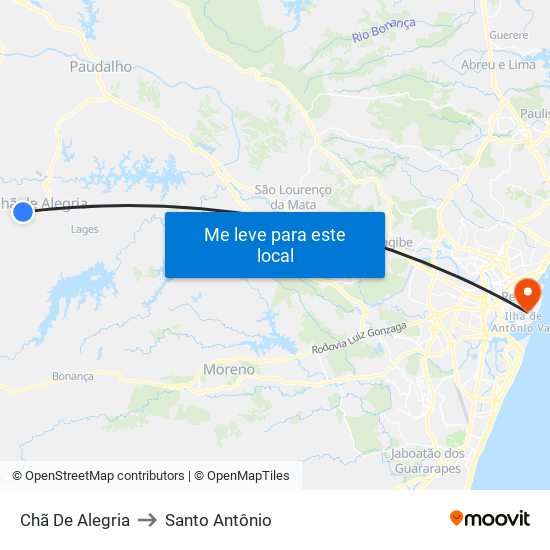 Chã De Alegria to Santo Antônio map