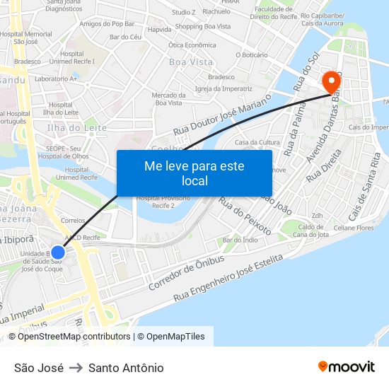 São José to Santo Antônio map