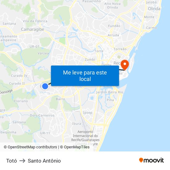 Totó to Santo Antônio map