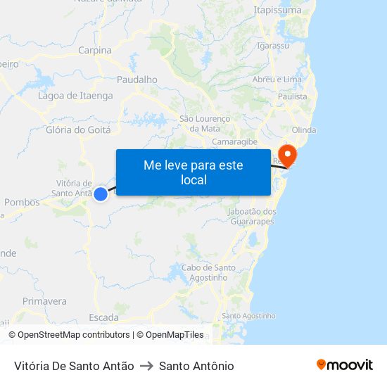 Vitória De Santo Antão to Santo Antônio map
