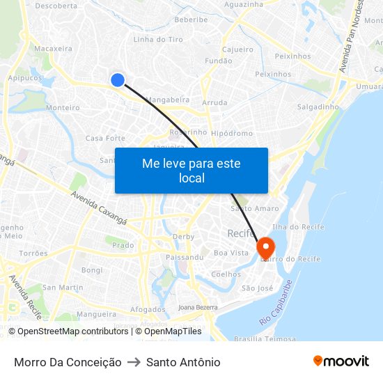 Morro Da Conceição to Santo Antônio map