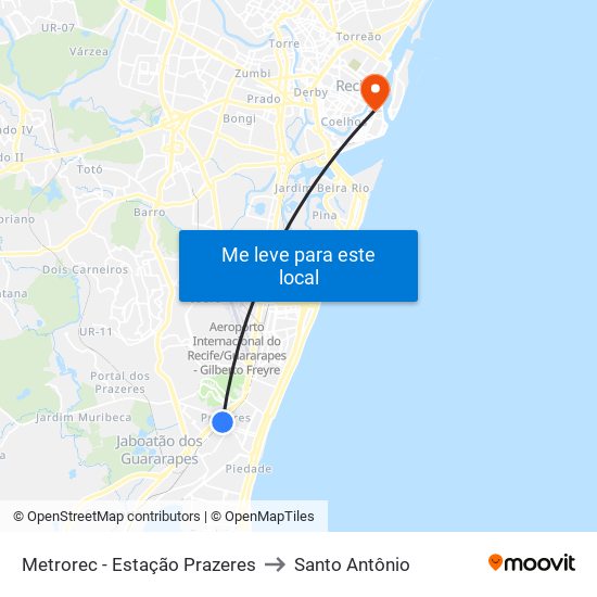 Metrorec - Estação Prazeres to Santo Antônio map