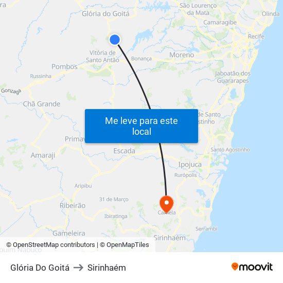 Glória Do Goitá to Sirinhaém map