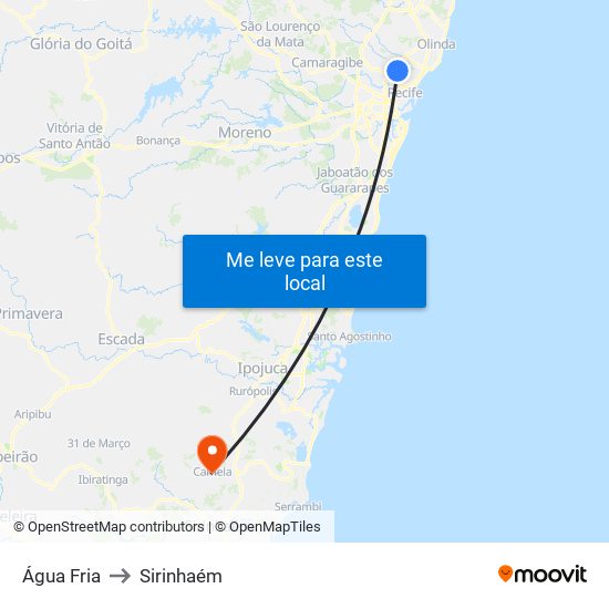 Água Fria to Sirinhaém map