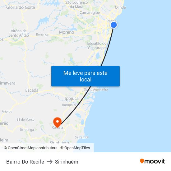 Bairro Do Recife to Sirinhaém map