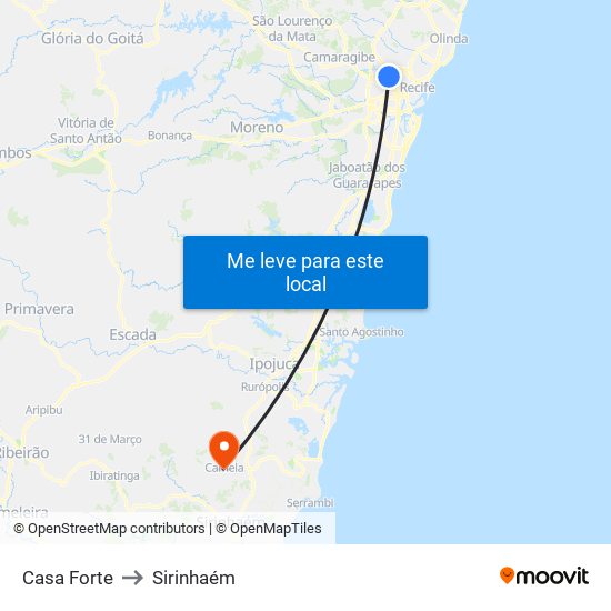 Casa Forte to Sirinhaém map