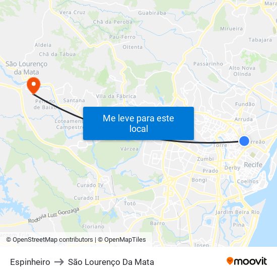 Espinheiro to São Lourenço Da Mata map