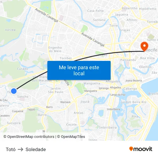 Totó to Soledade map