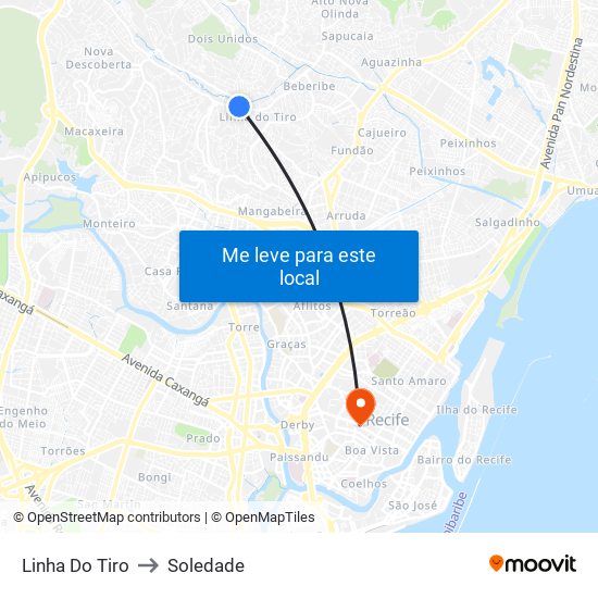 Linha Do Tiro to Soledade map