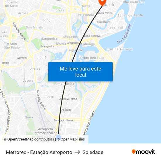 Metrorec - Estação Aeroporto to Soledade map