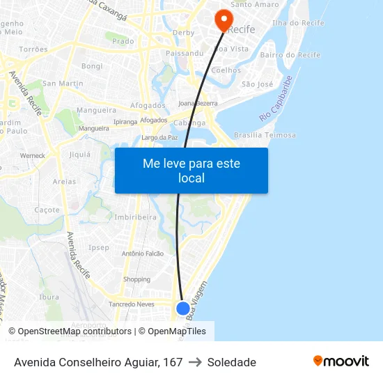 Avenida Conselheiro Aguiar, 167 to Soledade map