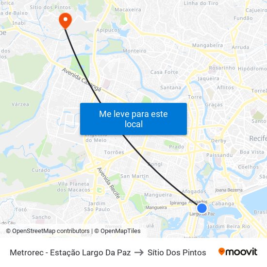 Metrorec - Estação Largo Da Paz to Sítio Dos Pintos map