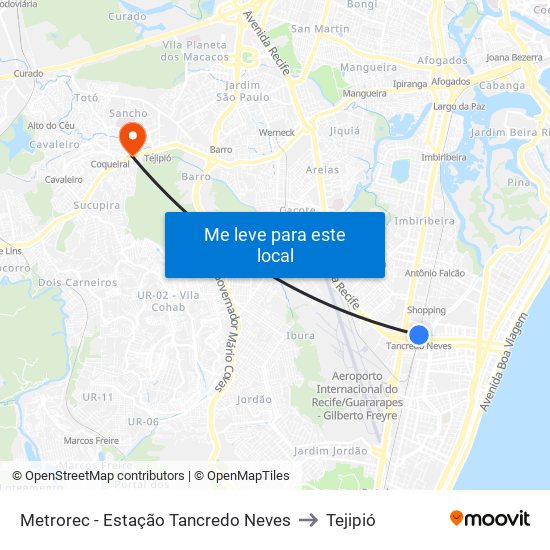 Metrorec - Estação Tancredo Neves to Tejipió map