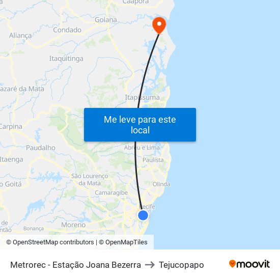 Metrorec - Estação Joana Bezerra to Tejucopapo map