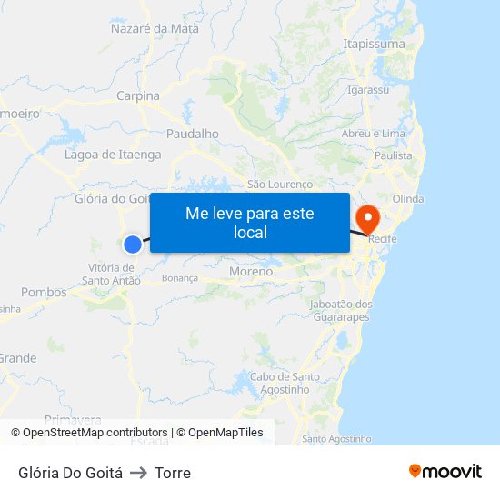 Glória Do Goitá to Torre map