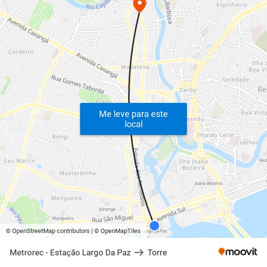 Metrorec - Estação Largo Da Paz to Torre map