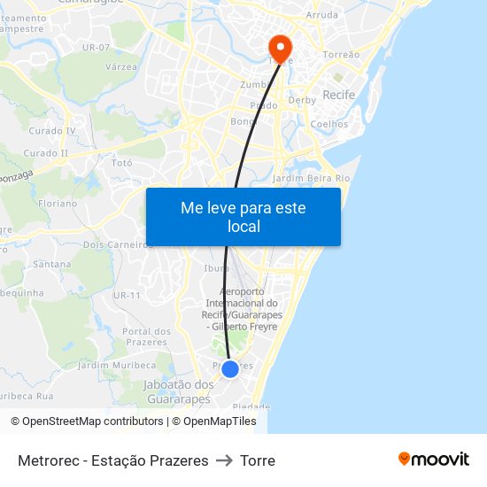 Metrorec - Estação Prazeres to Torre map