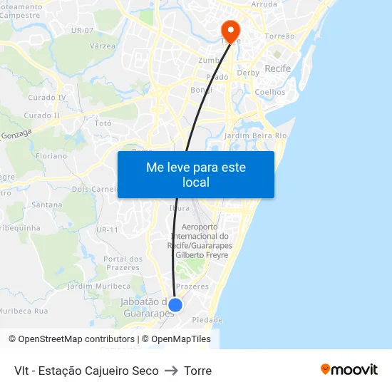 Vlt - Estação Cajueiro Seco to Torre map