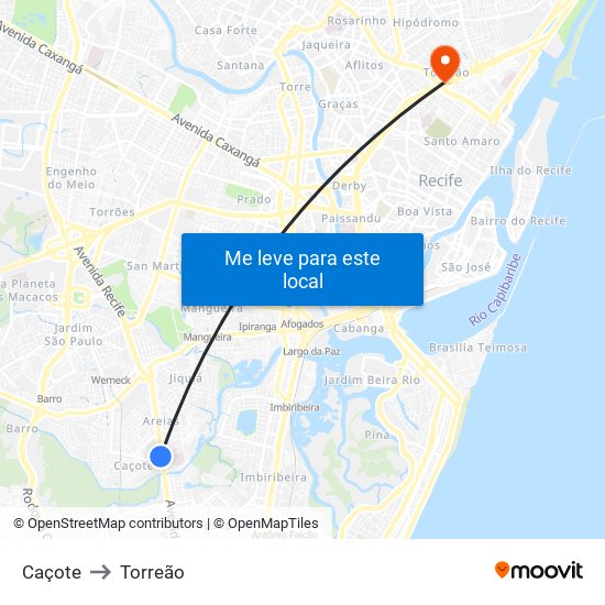 Caçote to Torreão map