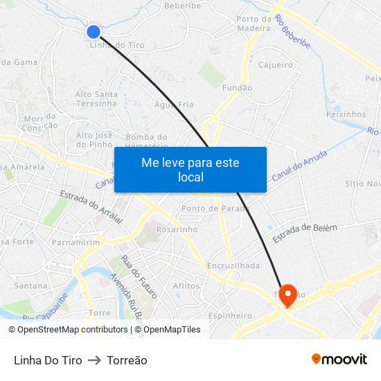 Linha Do Tiro to Torreão map