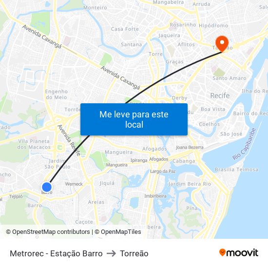 Metrorec - Estação Barro to Torreão map