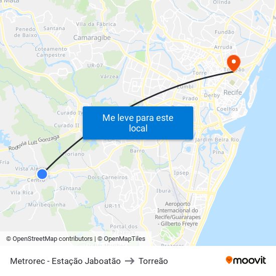 Metrorec - Estação Jaboatão to Torreão map