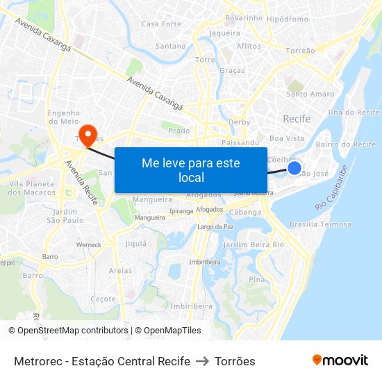 Metrorec - Estação Central Recife to Torrões map