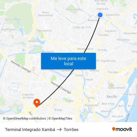 Terminal Integrado Xambá to Torrões map