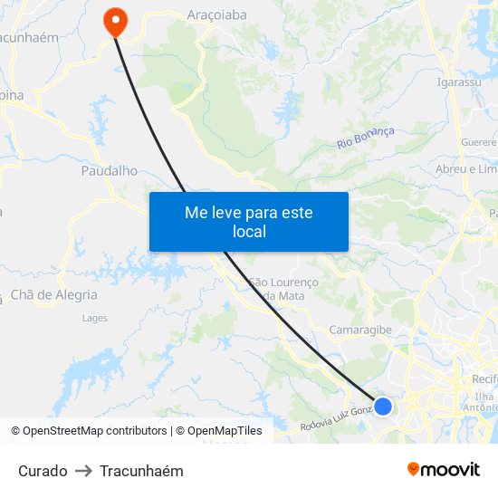 Curado to Tracunhaém map