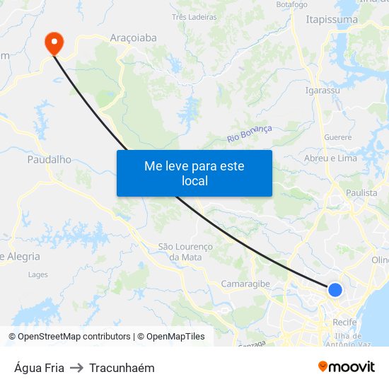 Água Fria to Tracunhaém map