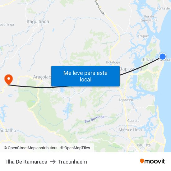 Ilha De Itamaraca to Tracunhaém map