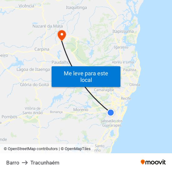 Barro to Tracunhaém map